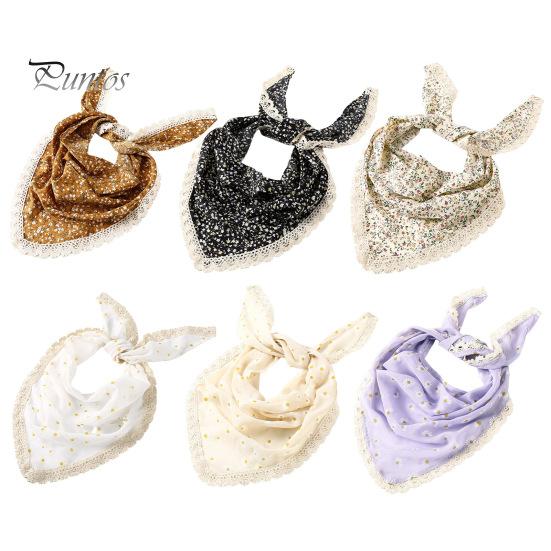 Kopftuch im Dreiecksstil mit Spitzenbesatz, Blumendruck, Damen-Stirnband, Damen-Make-up, Fotografie, Haar-Accessoires