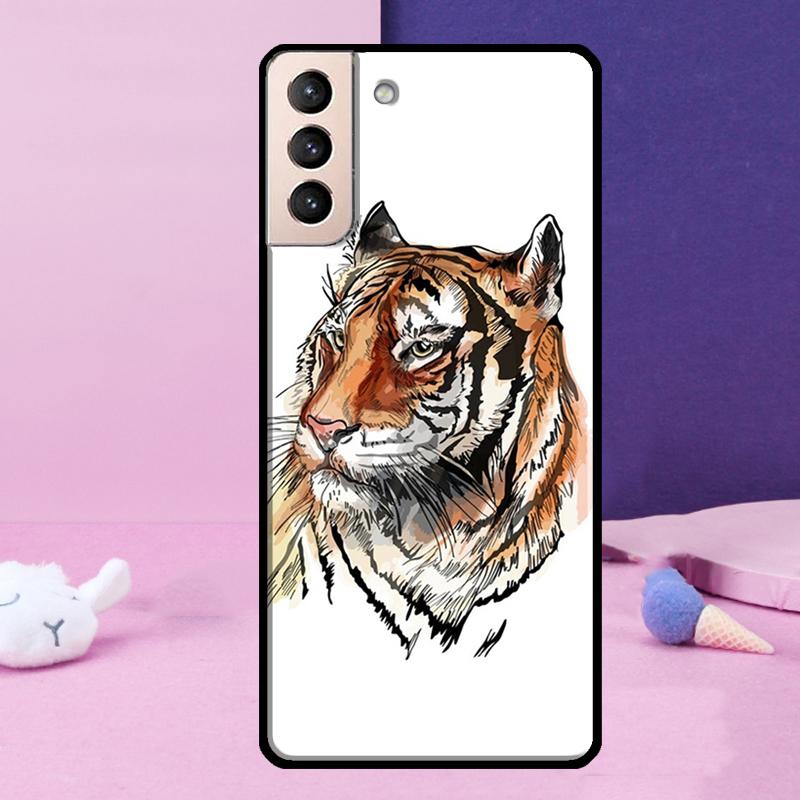 Lion Tiger Face Phone Case For Samsung Galaxy S25 Ultra S24 S23 Ultra S9 S10 S20 S21 S22 Plus S24 FE Cover