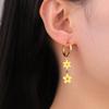 Gold Color Daisy Sakura Flower Drop Earrings for Women Girls Stainless Steel Dangle Earrings Jewelry Trend Party Birthday Gift
