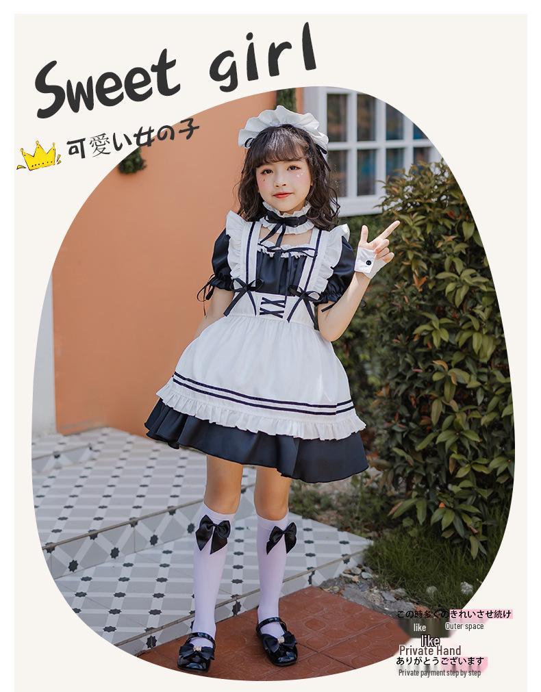 Japanese Black Maid Lolita Dress for Girls - Cute Princess Costume