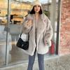VAYLA Fashionable Street Style Fox Fur Coat Loose Suit Collar Medium Long Imitation Fur Coat for Women Autumn-winter Fur Overcoat