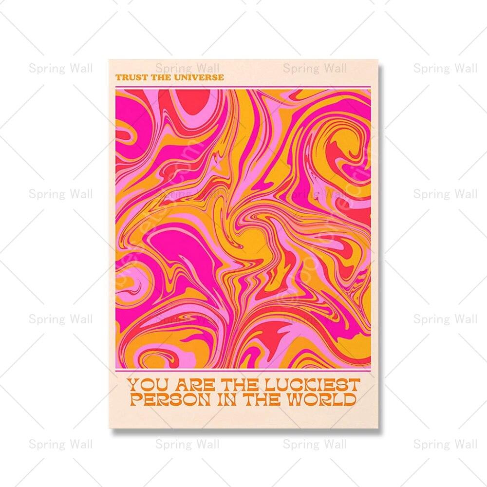 Trendy Retro Aesthetic Posters And Prints Orange Pink Preppy Y2k Quote Wall Art Canvas Painting Wall Picture For Dorm Room Decor No Frame