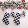 Red and Black Plaid Christmas Stocking Ornaments with Plush Details