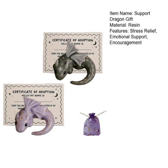 Emotional Support Dragon Handmade Mini Pocket Dragon Sculpture for Anxiety Relief Stress Comfort Calming Inspirational Gift for Bookshelf Desk Decor