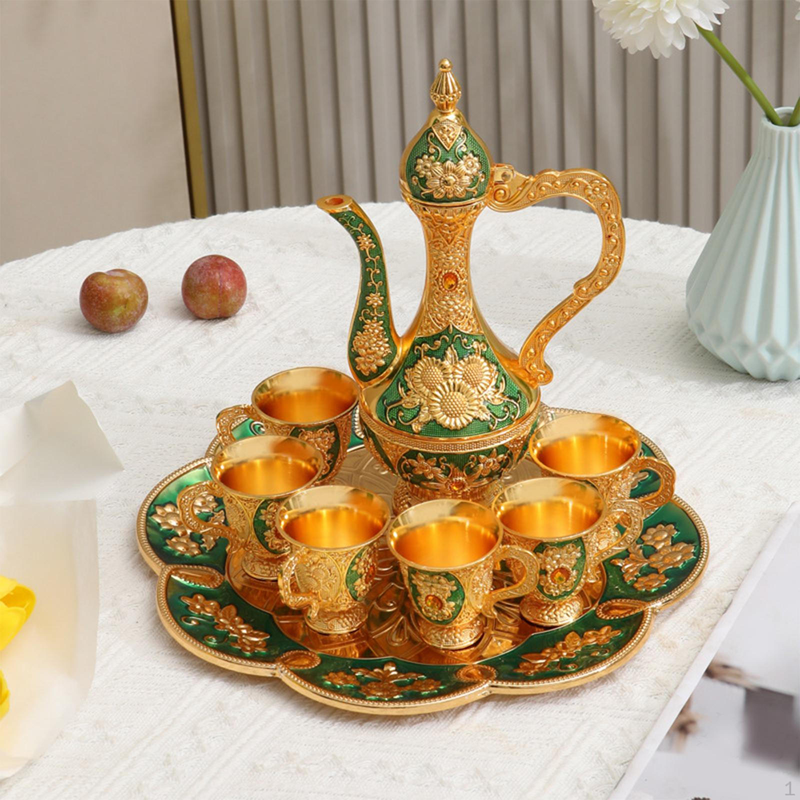 

Классическая коллекция кофейников и чашек для чая с подносом на 6 чашек для кухни и столовой зелёный