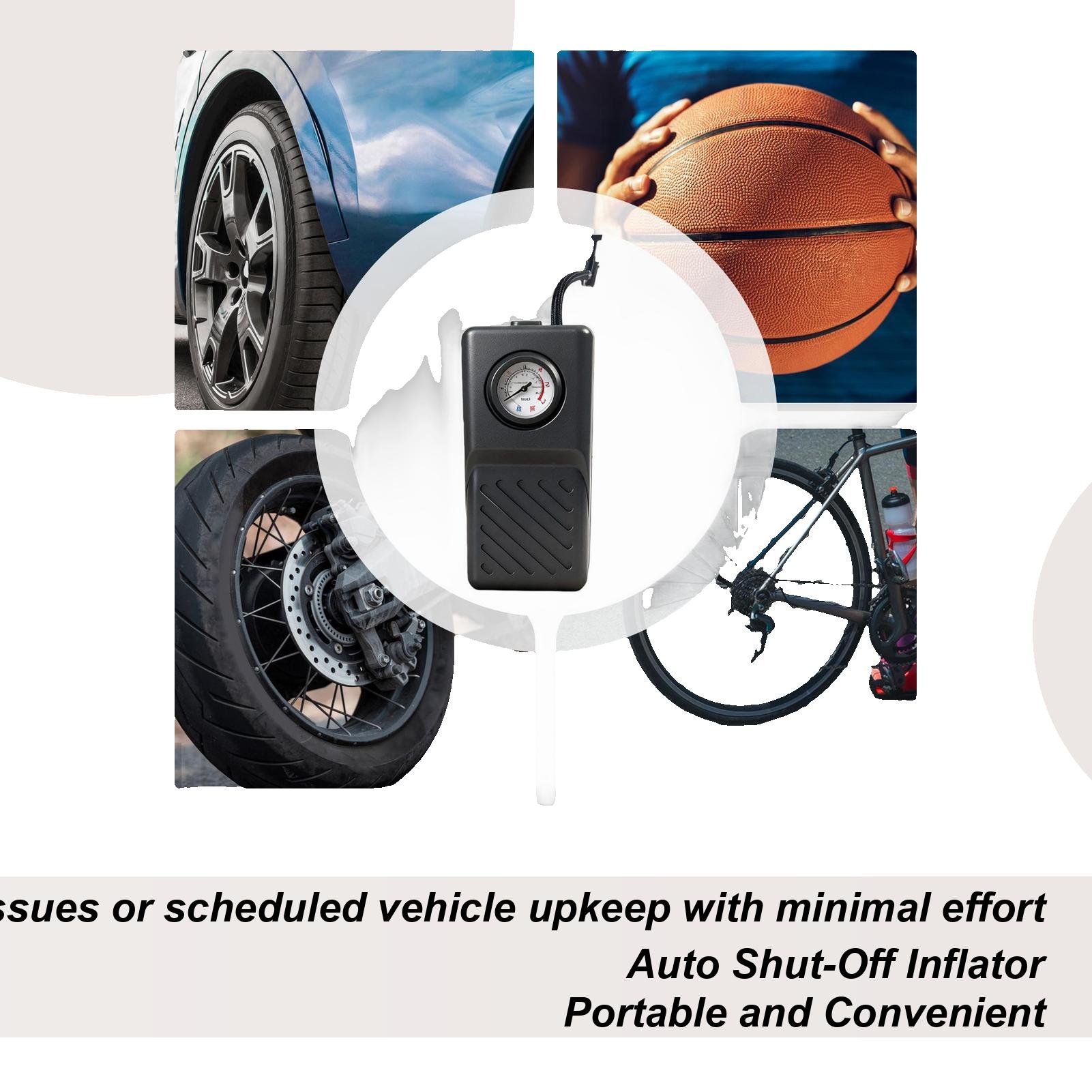 

Car Tire Inflator Rechargeable Auto Shut-Off Tire Inflator Portable Air Compressor For Motorcycle Electric Scooter Sedan SUV China Mainland