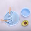 Silicone Baby Tableware Set: Non-slip Bowl, Bib, Plate, Fork & Spoon - Food Grade Material