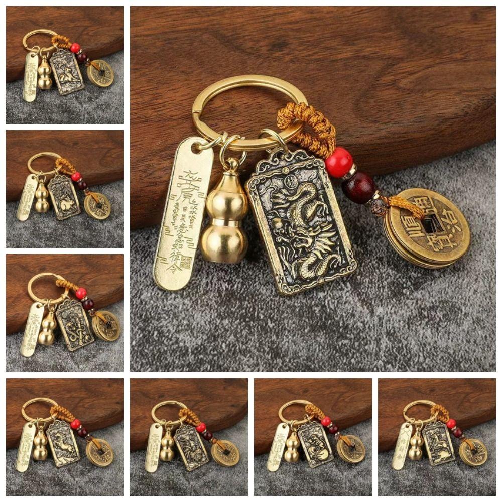 Zodiac Metal Fengshui Pendant Brass Gourd Brass Gourd Money Keychain  Gift
