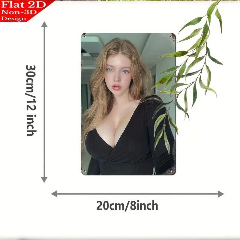 Vintage Kvinlig Silhuett Metall Logotyp för Bar & Garage