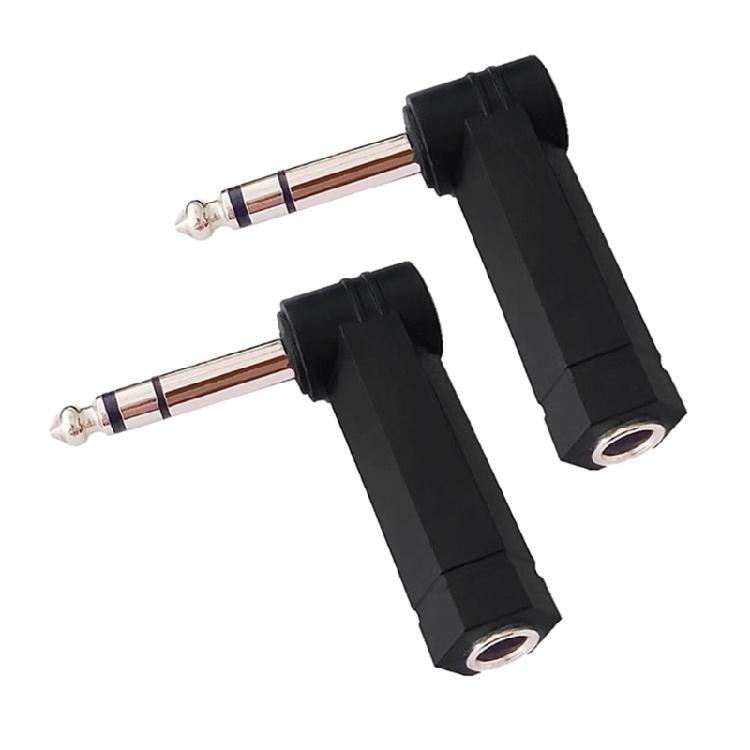 Right Angle 1/4Inch Audios Adapter Double/Mono Compatibility for Musical Instrument Use Guitar, Amplifier, Mixers Board