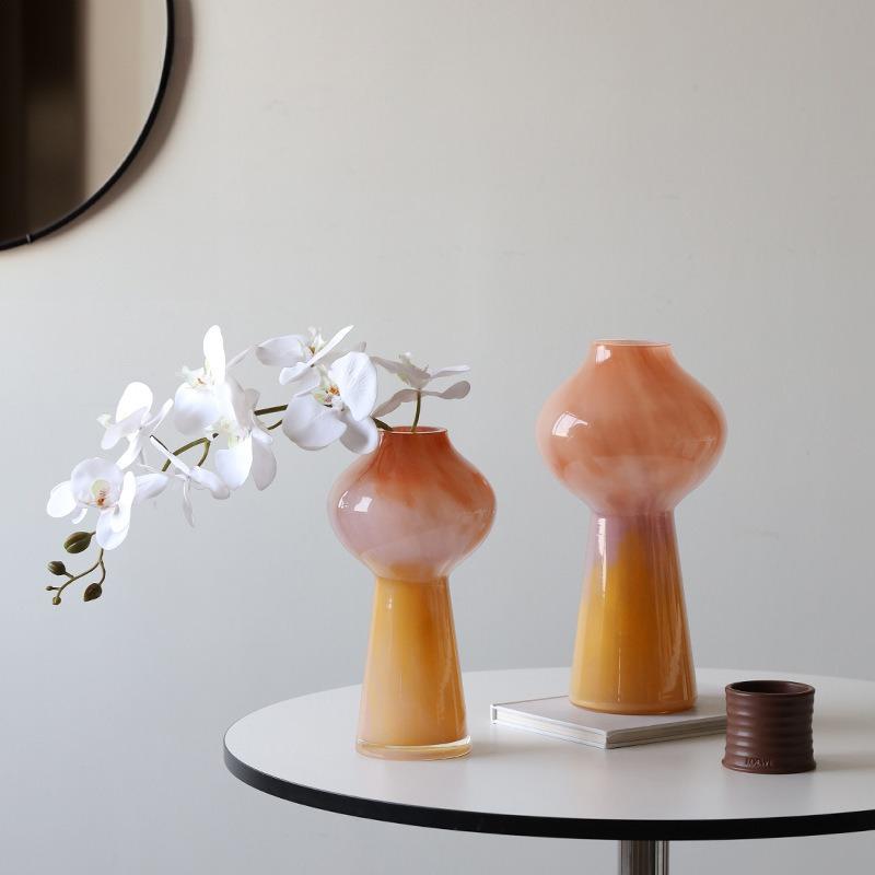 Glass Vase Gourd Colored Gradient Glass Bottle Hydroponic Flower Arrangement Terrarium Flower Vase Home Decoration