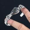 Sterling Silver Root Chakra Pear Black Fossil Coral Stone Flower Sister Bangle