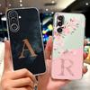 For Samsung M56 Case SM-M566B Clear Fashion A-Z Letters Luxury Flowers Crown Soft TPU Bumper For Samsung Galaxy M56 Back Cover
