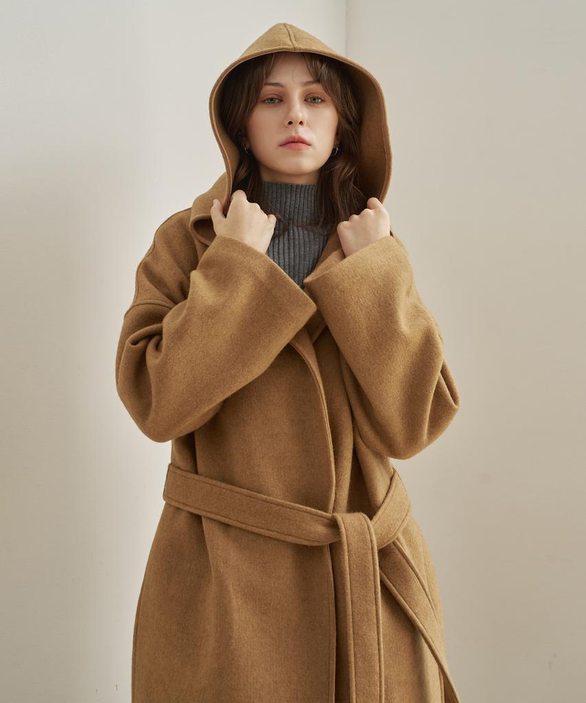 Armoiresecret Camel Hooded Long Coat