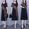 Retro Summer Plus Size Short Sleeve Midi Dress for Women