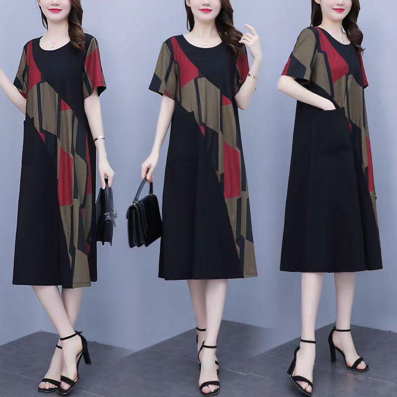 Retro Summer Plus Size Short Sleeve Midi Dress for Women