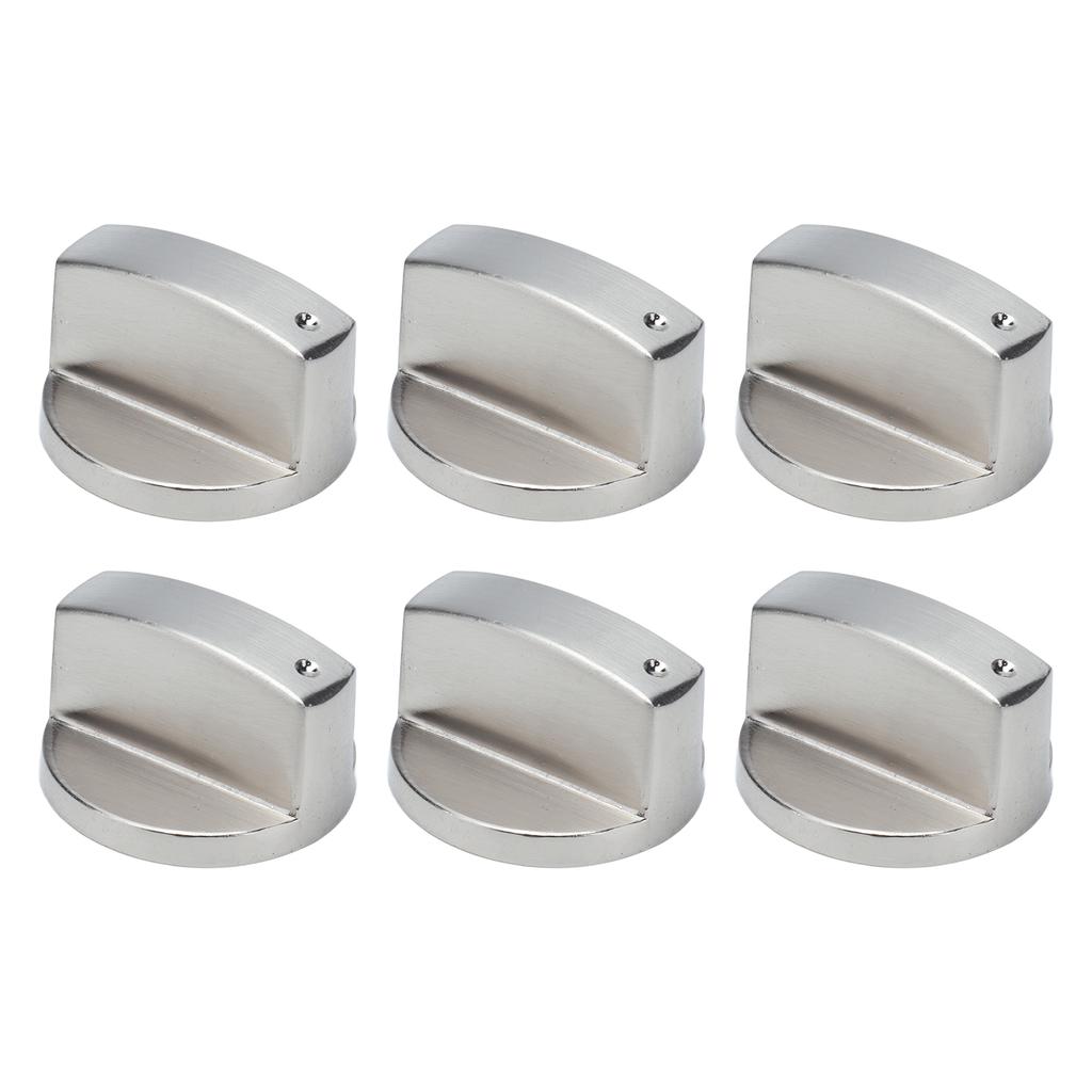 6Pcs 8mm Hole Diameter Rotate Knob Zinc Alloy Control Knob Replacement for Kitchen Range Gas Stove Microwave Oven