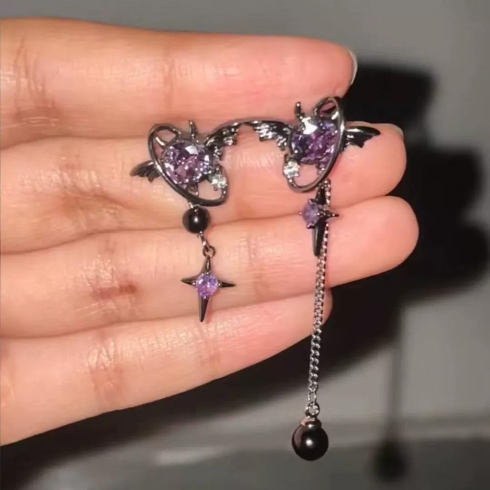 New Geometric Asymmetric Zircon Devil Thorn Rose Women's Earrings Trendy Fashion Personalized High end New Gothic Jewelry Gift