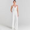 Weißer Perlenverzierte Jumpsuit Romper - Modisches Lässiges Zweiteiliges Set für Damen