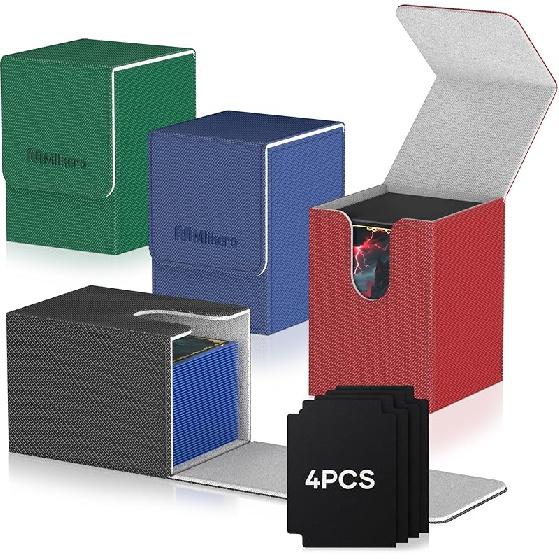 Mlikero Card Deck Case for Trading Cards 1800+, Trading Card Storage Box with 10 Dividers and 3 Foam Stoppers, Leather Magnetic Closure Commander