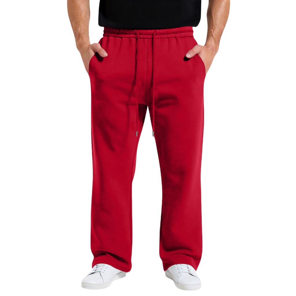 Mens Wide Leg Sweatpants Loose Drawstring Waist Casual Jogger Pants Soft Comfy Relaxed Fit Trousers for Everyday Wear