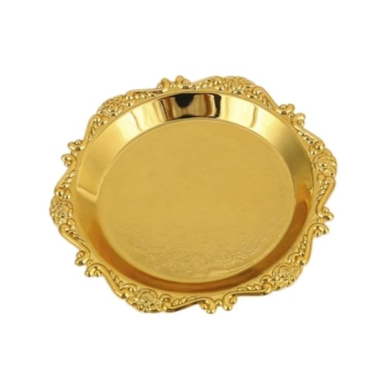 Vintage Carved Iron Jewelry Tray Gold Silver Finish Decorative Organizer Elegant Ring Holder Trinket Dish For Vanity Decor