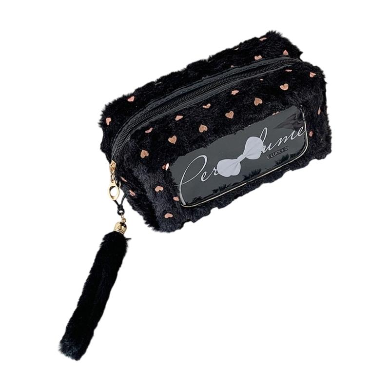 Soft Pencil Pouch Stylish Bowknot Decoration Roomy Interior Strong Zippers Closure Flexible for Students Professional