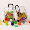 Retractable Wheels Mini Suitcase Fruits Glow In The Dark Luminous Fruits Toy  Jewelery Storage Box