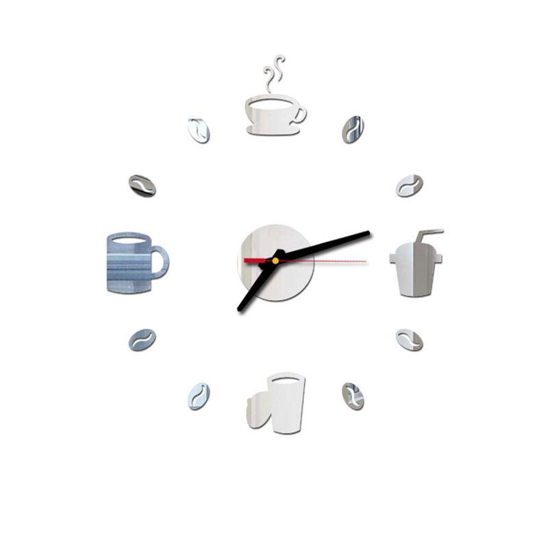 

Современная кофейная чашка 3D наклейка на стену часы DIY наклейка на стену настенное искусство домашний декор бар серебряный