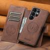 Detachable Magnetic Wireless Charging Bracket Card Wallet Flip Case for Samsung Galaxy S25 Ultra S22 S23 S24 Ultra Leather Cover