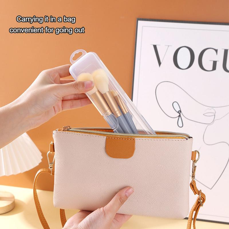 2 Stück Tragbarer Make-up Pinsel Organizer Augenbrauenstift Besteck Essstäbchen Transparent mit Deckel Aufbewahrungsbox Küchenzubehör