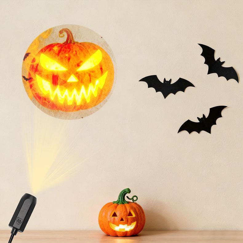 Starry Sky Moon Lamp - Creative LED Projection Night Light with Ghost Face Expressions, USB Decorative Lamp.