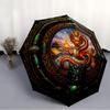 Chinese Dragon Emblem pattern umbrella, portable and foldable design, 8 ribs, a casual accessory for Halloween, Christmas, and birthday gifts.