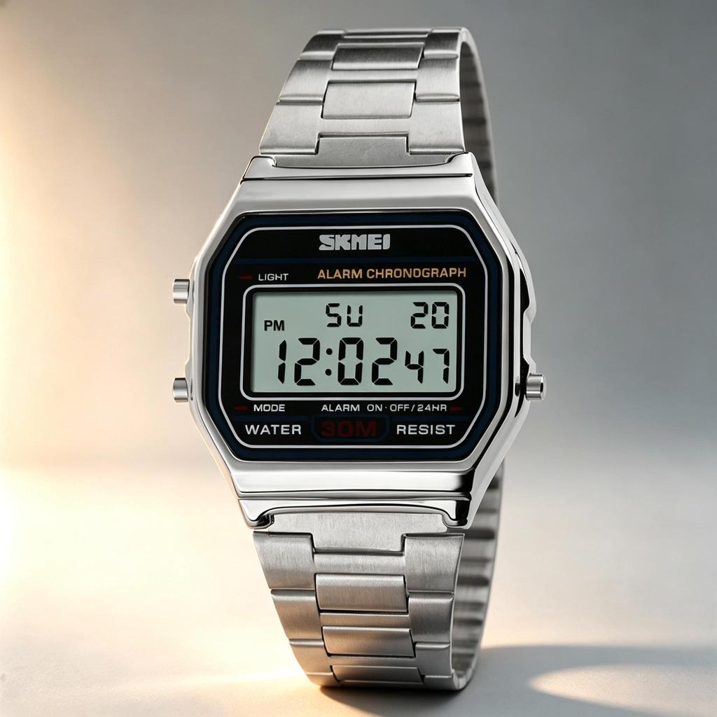 Men's Digital Watch SKMEI Square Retro Stainless Steel 1123