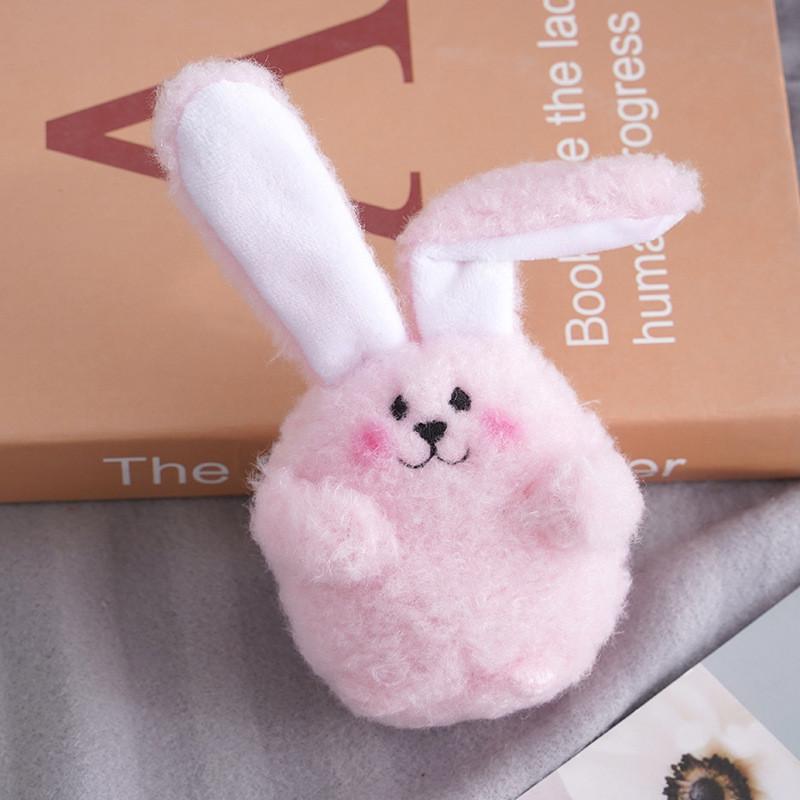 Adorable Pink Long-eared Bunny Keychain Plush Toy Cute Animal Pendant