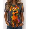 Fashion Women Retro Creative Dog Pattern Print T Shirt Funny Casual O-neck Short Sleeves T-shirt Summer Female Tee Shirt