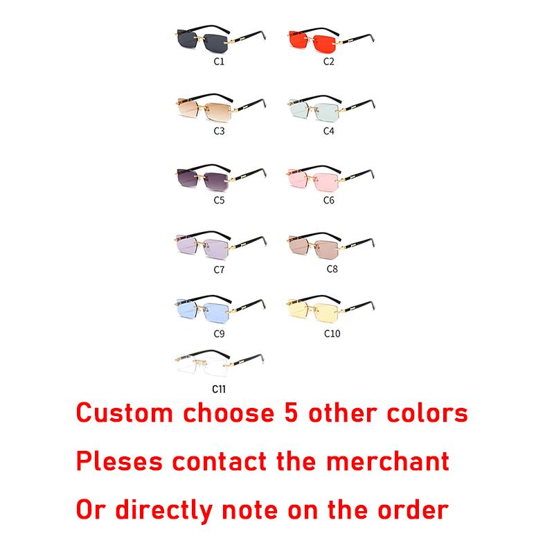 5pcs/Set Fashion Rectangle Rimless Women Sunglasses Populor Small Square Sun Glasses For Female Outdoor Shades Eyewear Accessory