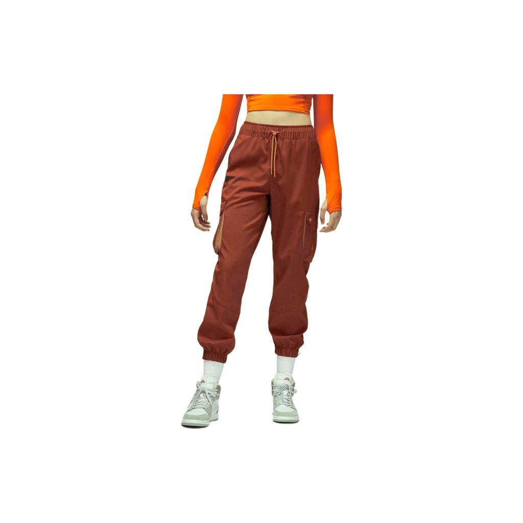 Jordan Logo Print Drawstring Elastic Waistband Straight-Leg Sweatpants Women Bottoms Crimson DQ4452-641