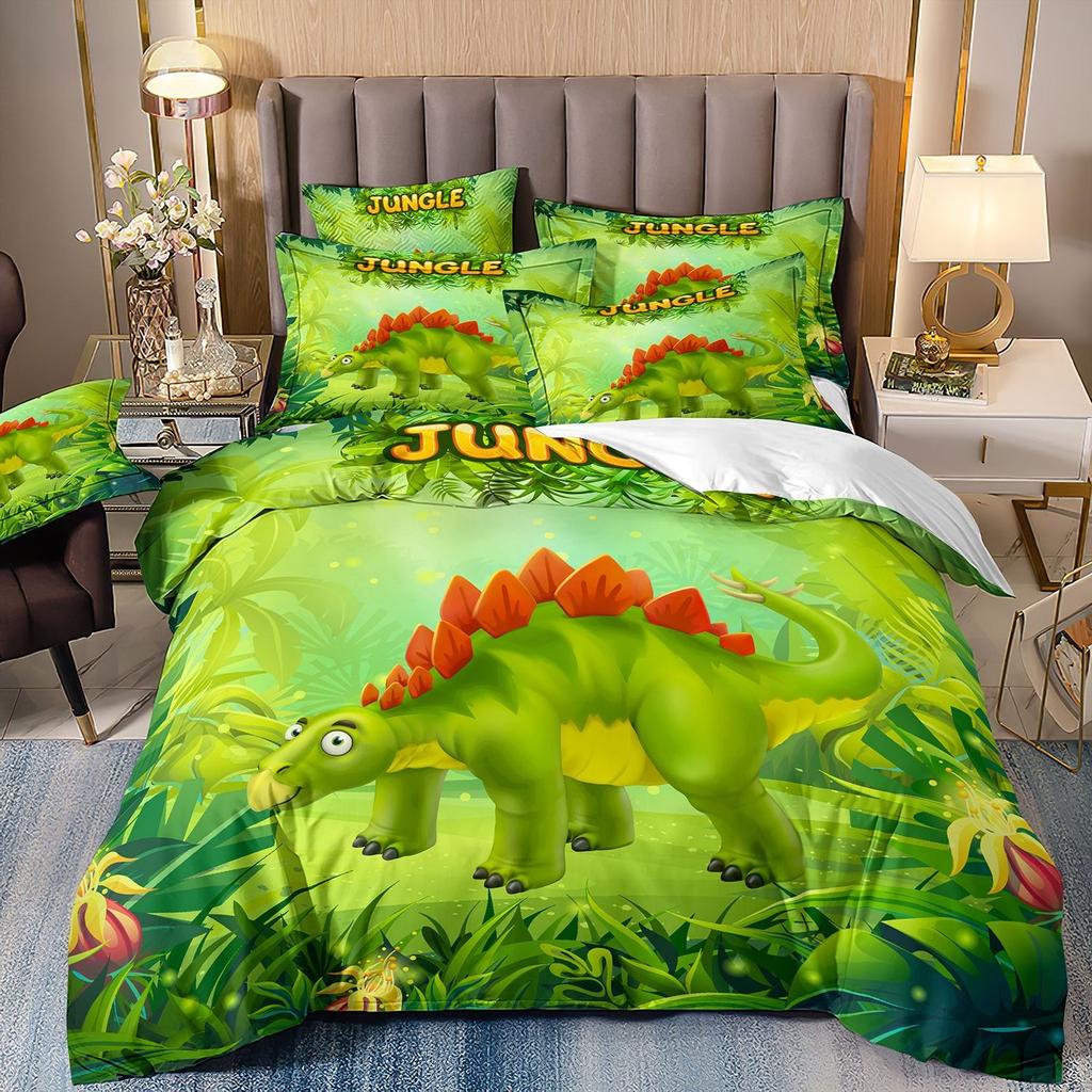 3pcs Cartoon Lions Elephants AnimalsThemed Bedroom  Duvet  Cover  Soft and Comfortable Cute Animal Covers, Single Queen Dormitor