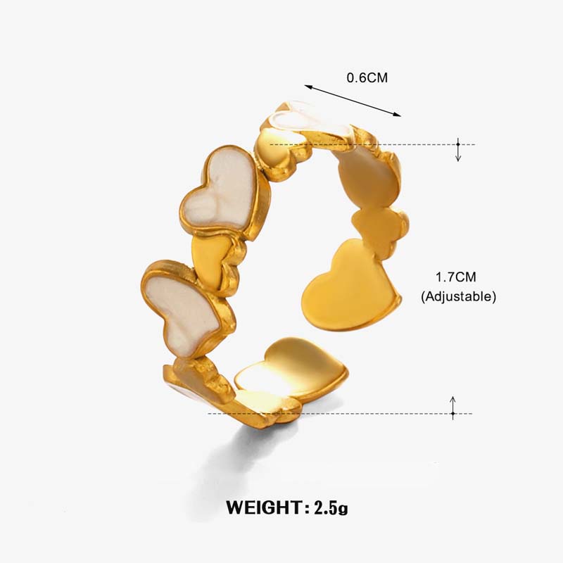 

Stainless Steel Gold Color Heart Open Rings For Women Vintage Black Drip Oil Adjustable Couple Ring Zircon Valentine s Day Gift