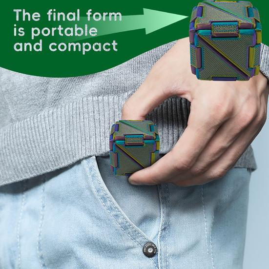 3D Printed Stress Relief Cube Toy Brain Teaser Deformable Puzzle Cube Desk Toy Teens Adults Calming Decompression Flipping Sensory Toy