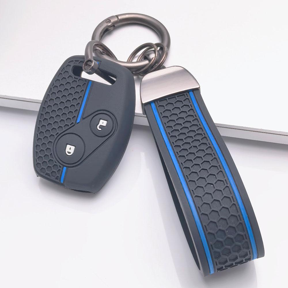 Premium Silicone Car Key Fob Cover For Honda Fit Civic Accord CRV HRV Jazz With Keychain Soft Silicone Car Interior Accessories Anti-Scratch