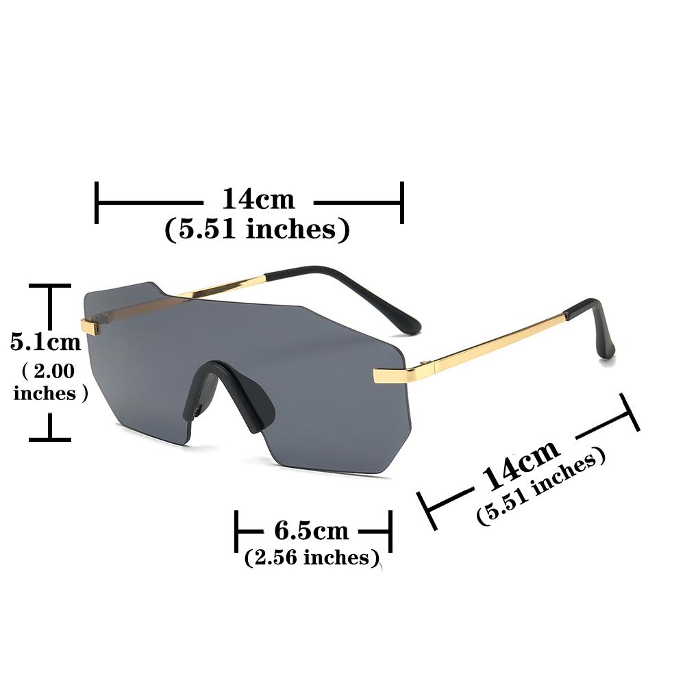 Oversize Metal Reflective Film Rimless Sunglasses Unisex Ocean Film Shades UV Protection Eyewear for Men Women