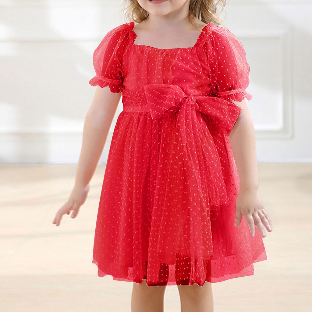 Dětská móda Nafouknuté rukávy Princeznovské šaty Síťované šaty
