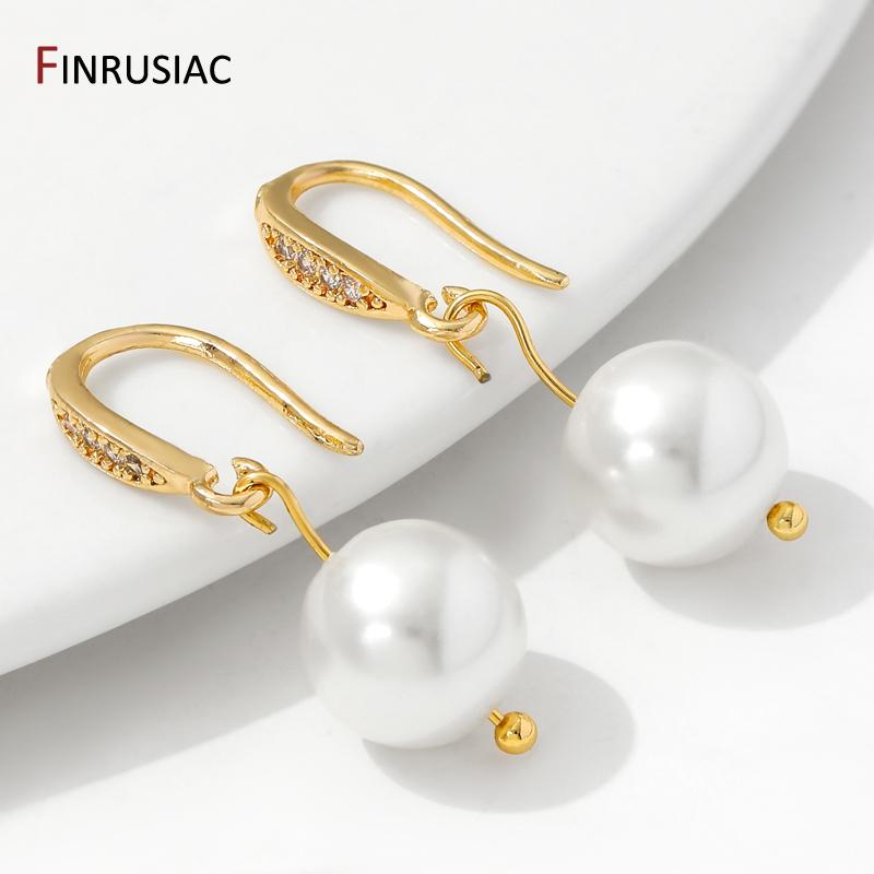 1/2/3 Paare 14K Gold Plated Messing Mit Zirkon Ohrhaken, Ohrbügelhaken, DIY Ohrring-Herstellungsmaterialien, Zubehör Für Schmuck
