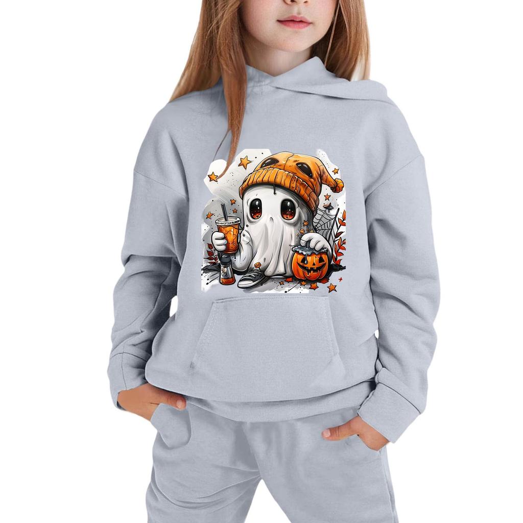 Kids' Hooded Sweatshirt with Halloween Print for Festive Wear