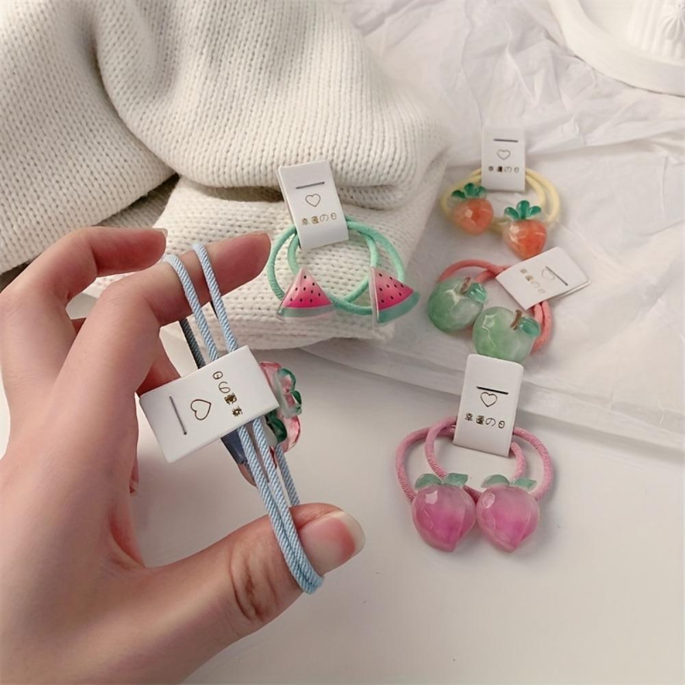 2/10pcs Bohemia Children's Carrot Head Rope Female Korean Cute Fruit Headwear Hair Tie Rubber Band Cherry Hair Rope