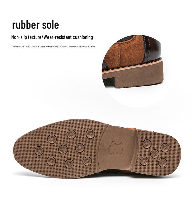 Men's Plus Size High-Top Brogue Leather Ankle Boots - Autumn European & American Style Formal Casual Shoes.
