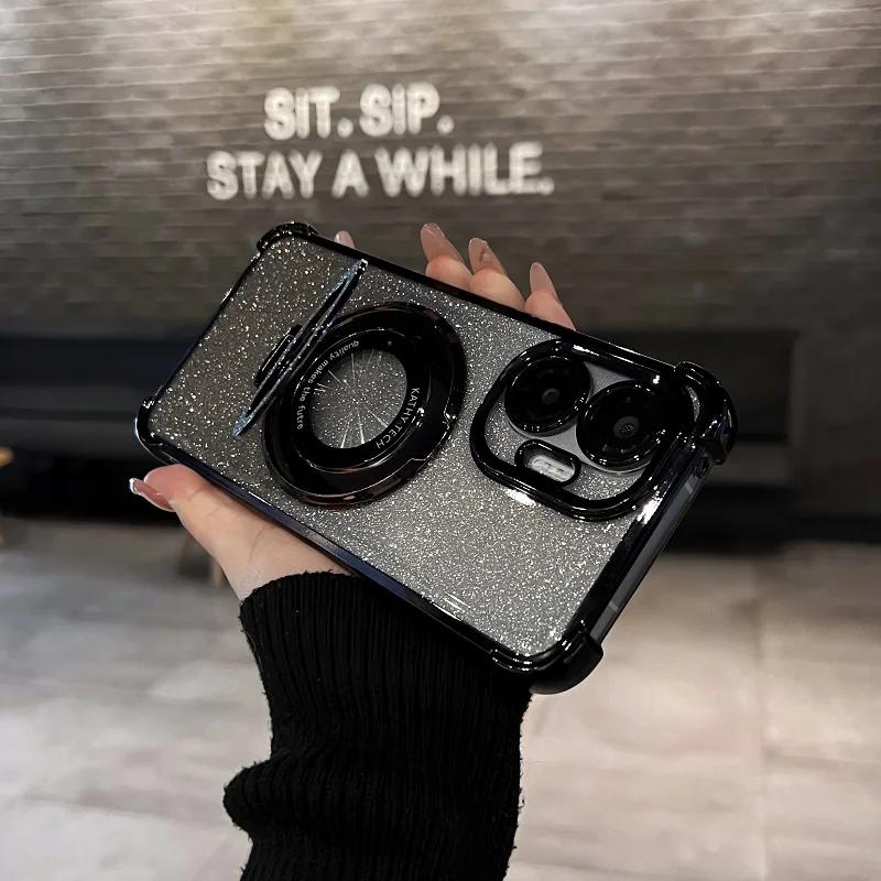 Luxury Glitter Holder Phone Case For Xiaomi POCO F7 X7 F6 X6 Pro M6 4G 5G F5 X5 F3 Luxury Plating Shockproof Soft Cover