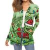 Women's Fashion Christmas Print Long-Sleeved Pocketed Slim-Fit Cardigan Coat